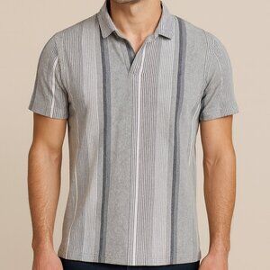 Express Short Sleeve Polo Grey and White Size Small